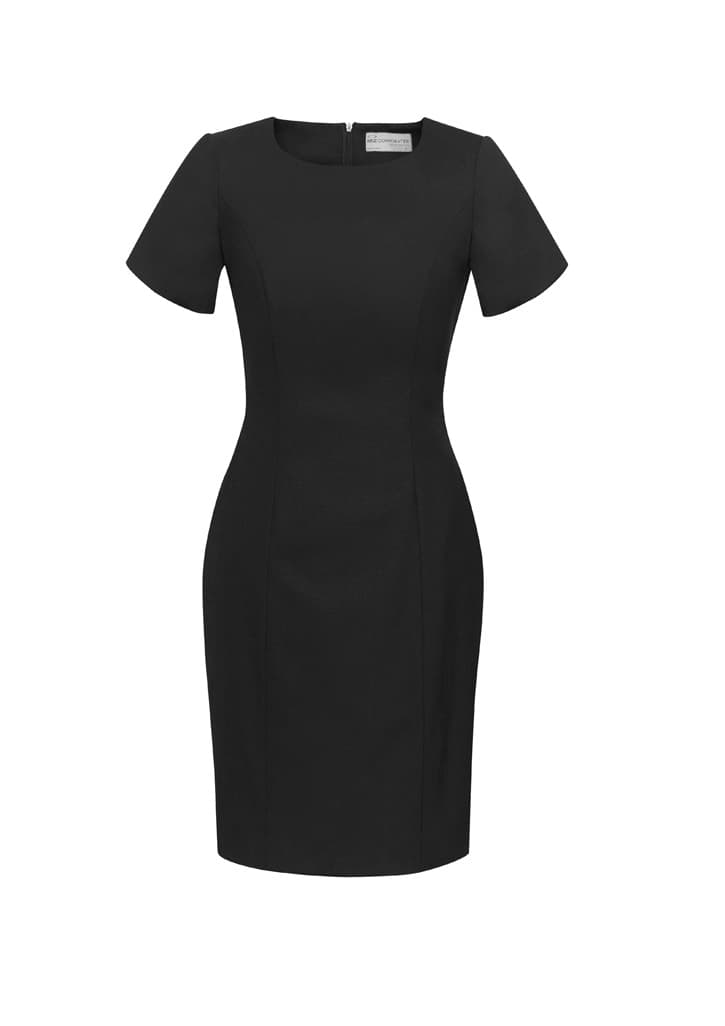 Comfort Wool Stretch Womens Short Sleeve Shift Dress — Black