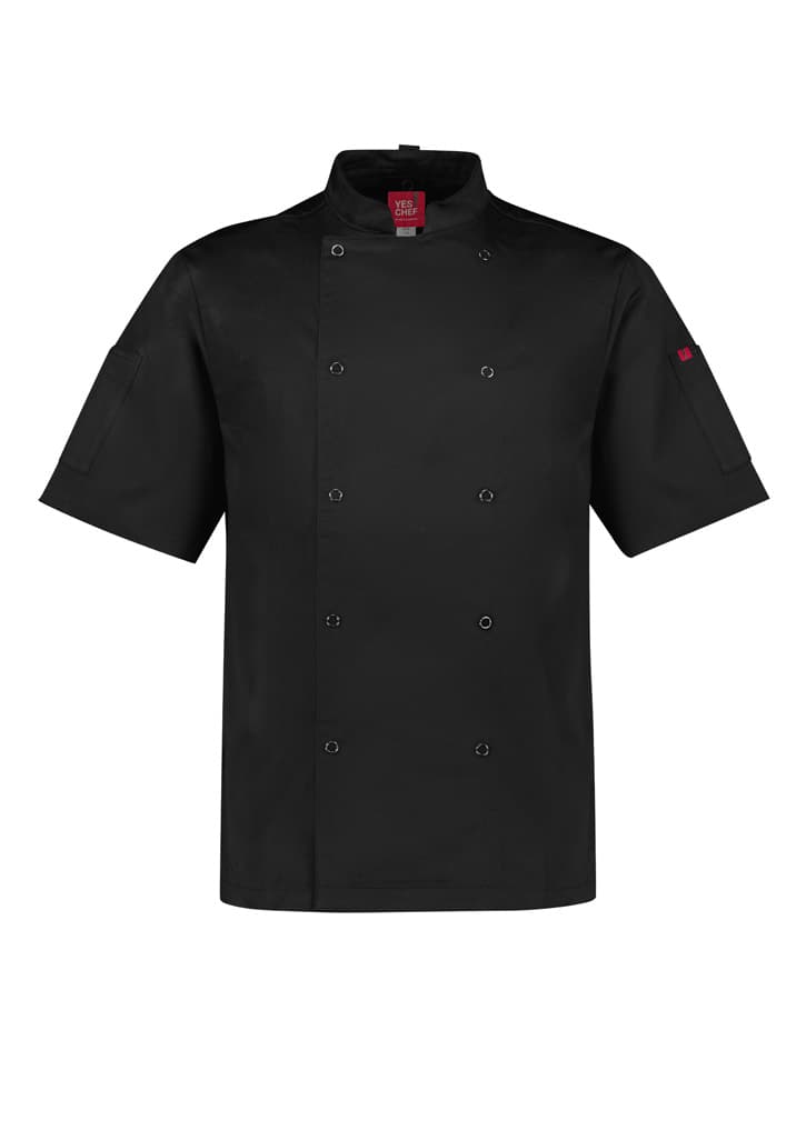 Zest Mens Short Sleeve Chef Jacket — Black