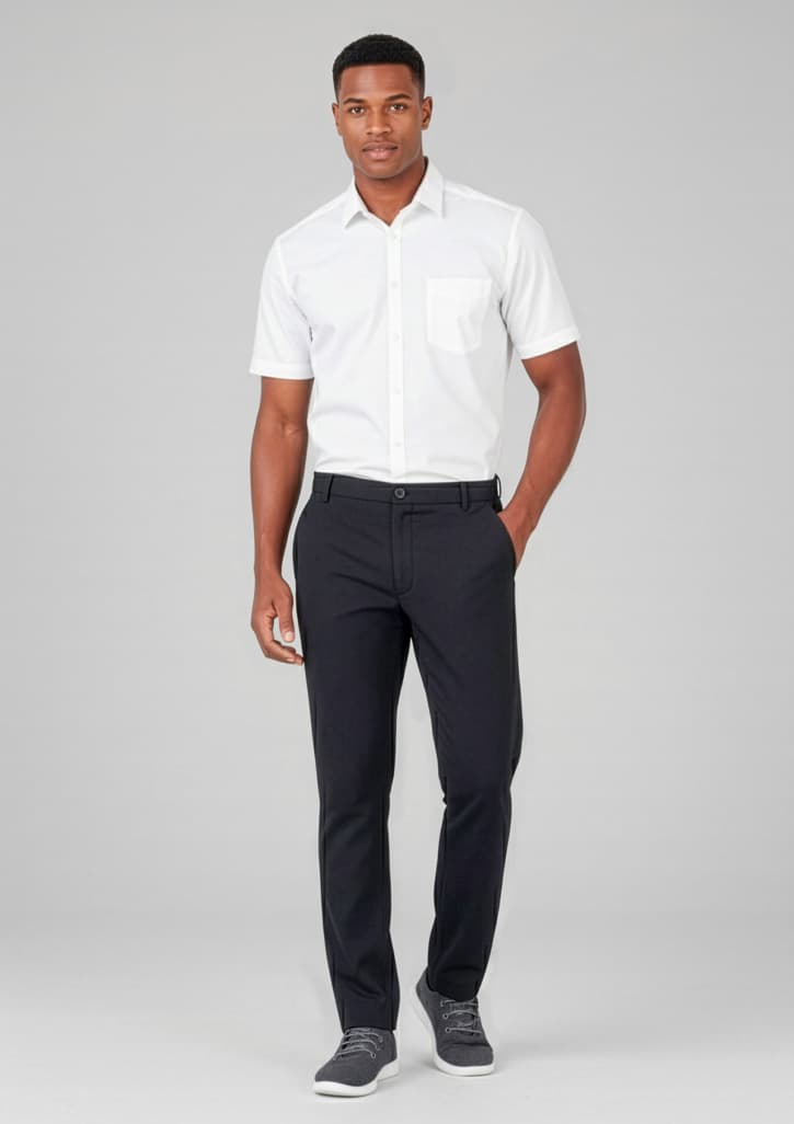 Comfort Waist Mens Flat Front Pant — Black