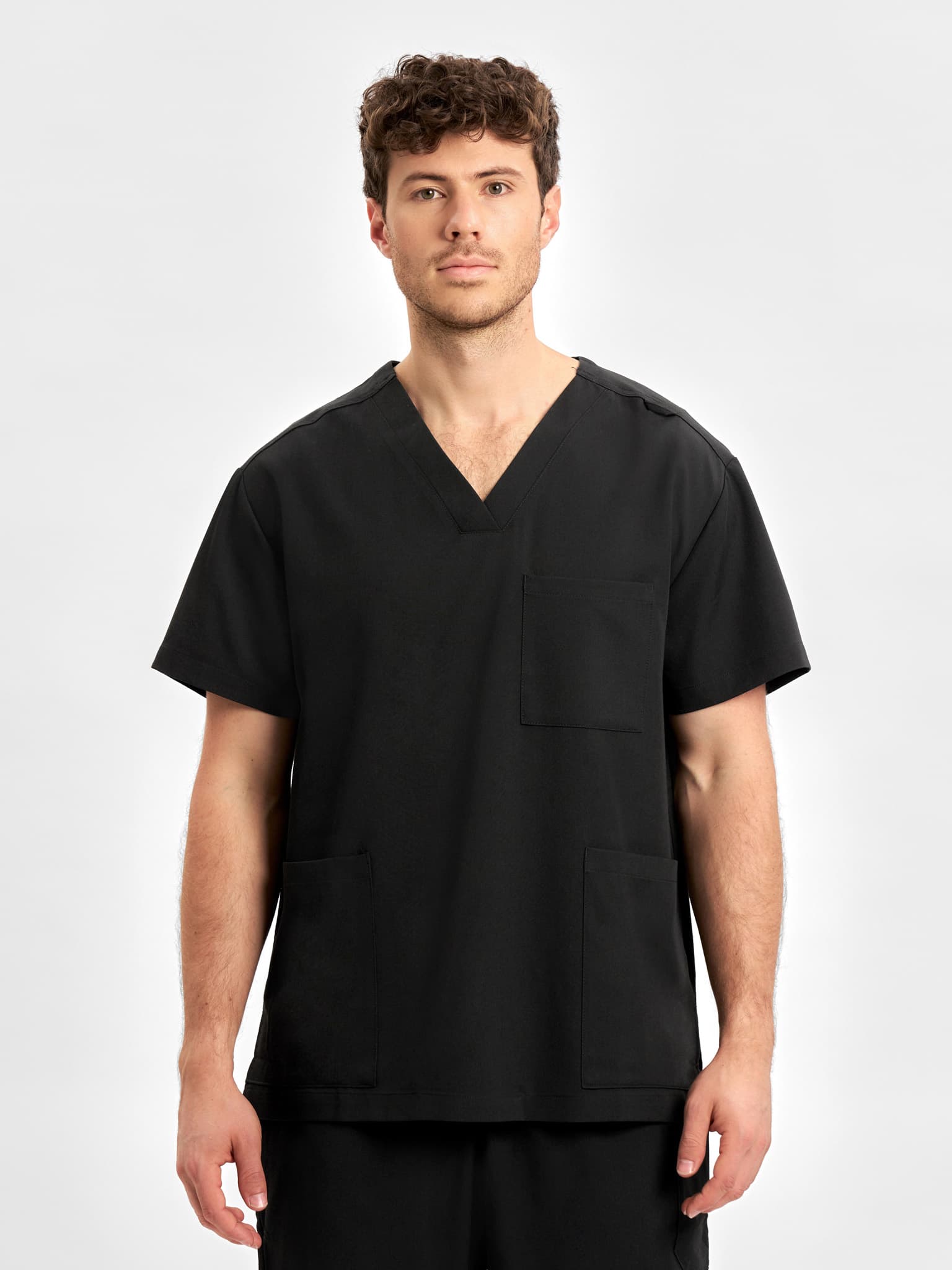 Pulse Unisex V-Neck Scrub Top — Black
