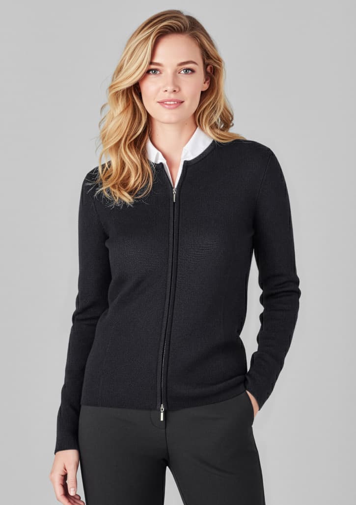 2-Way Womens Zip Cardigan — Black