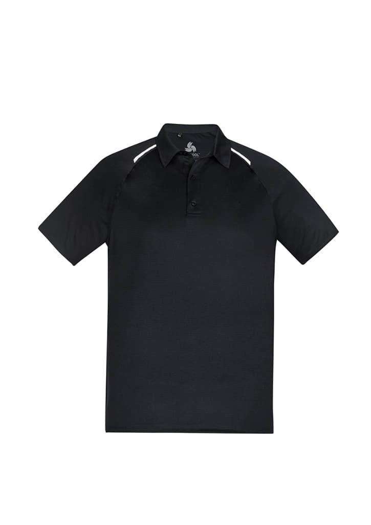 Academy Mens Short Sleeve Polo — Black/White