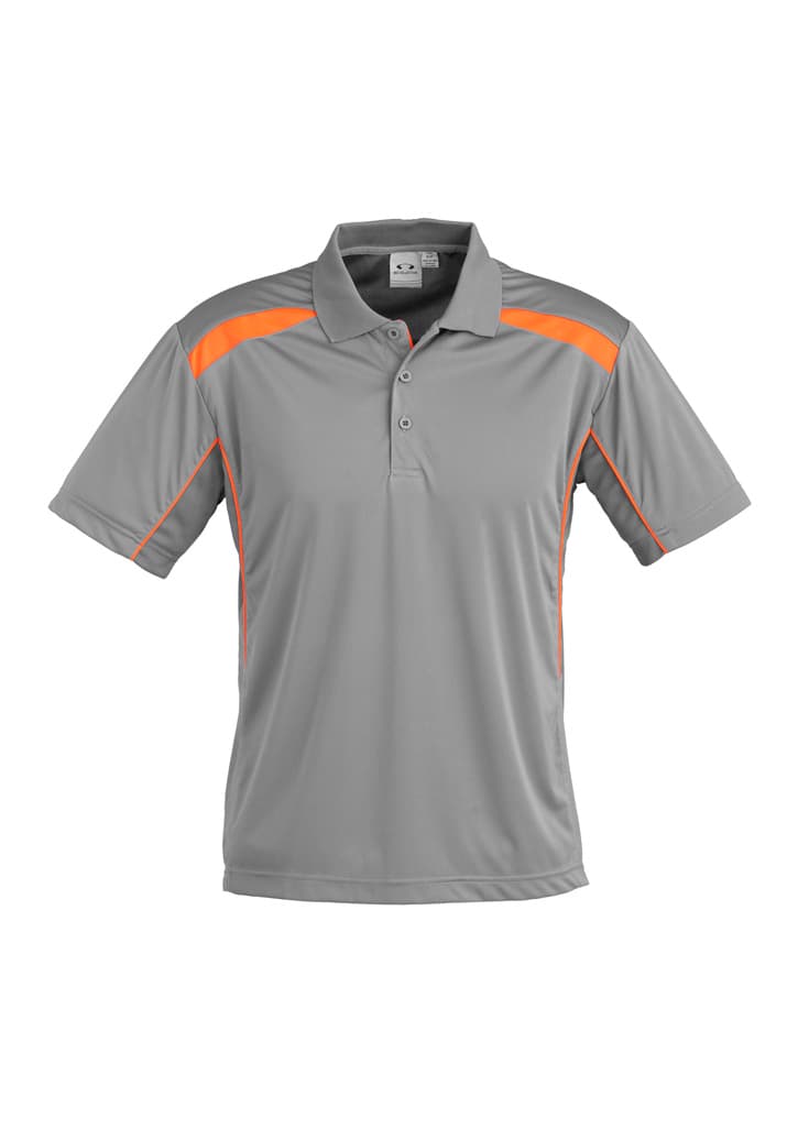 United Mens Short Sleeve Polo — Ash/Fluoro Orange