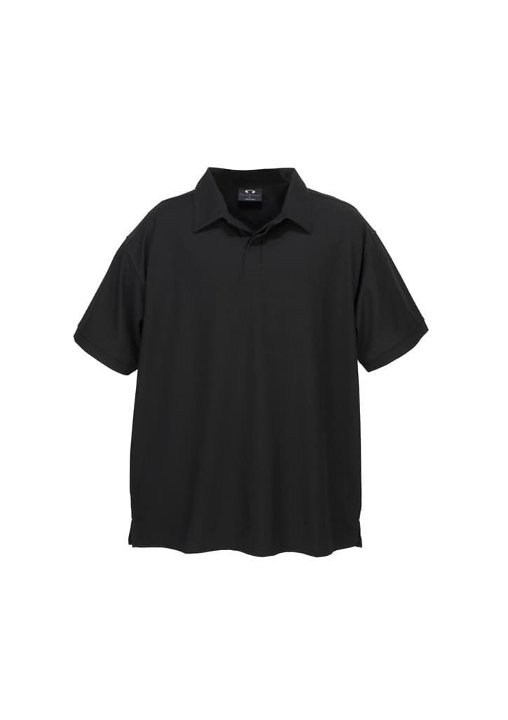 Micro Mens Waffle Short Sleeve Polo — Black