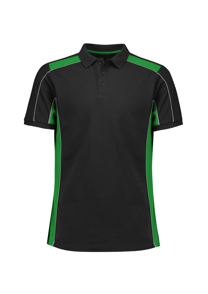 Grid Unisex Short Sleeve Polo — Black/Green