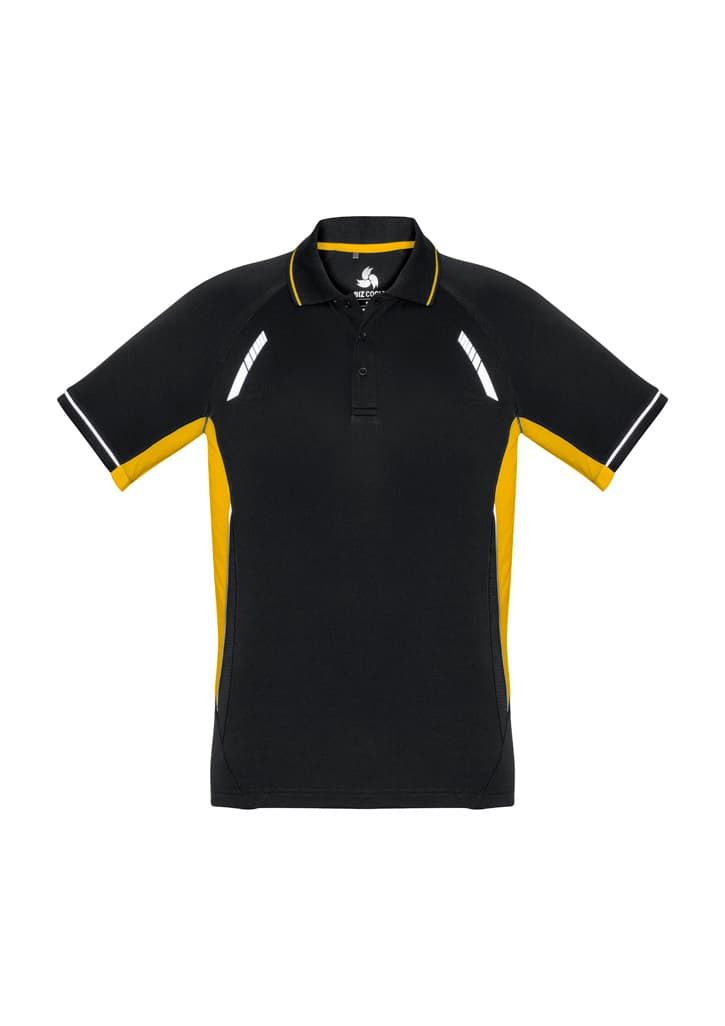 Renegade Mens Short Sleeve Polo — Black/Gold/Silver