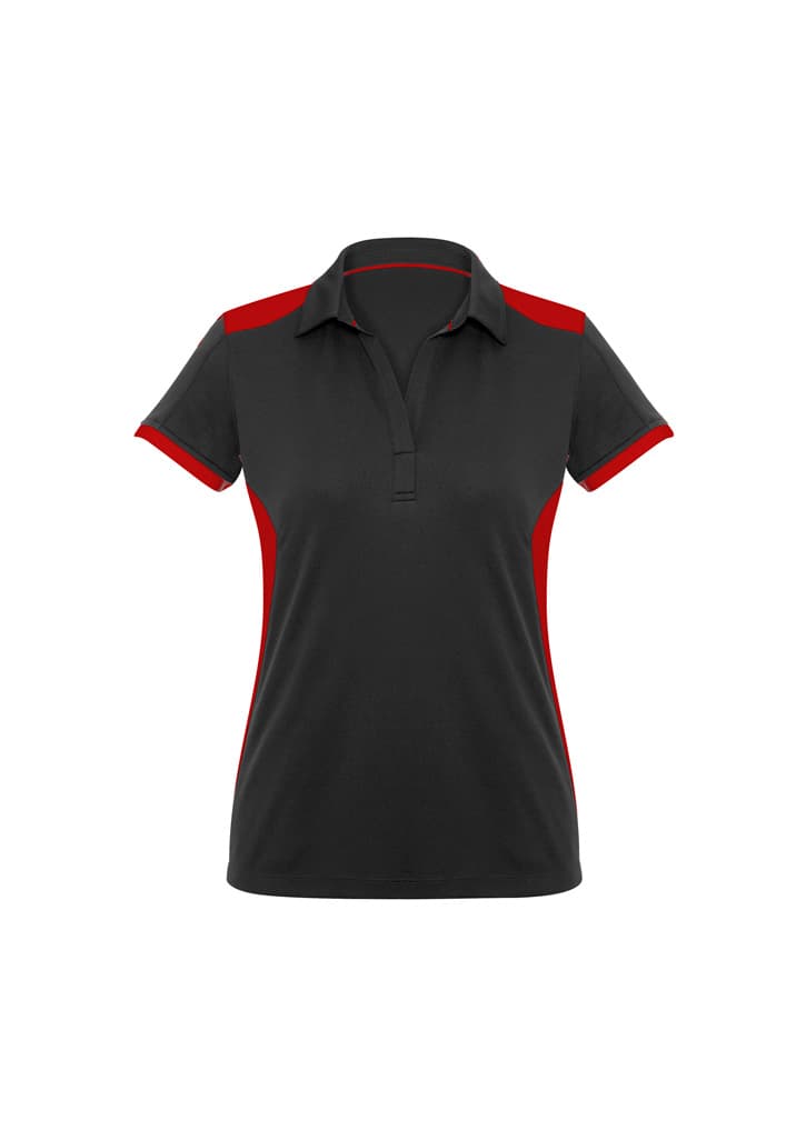 Rival Womens Short Sleeve Polo — Black/Red