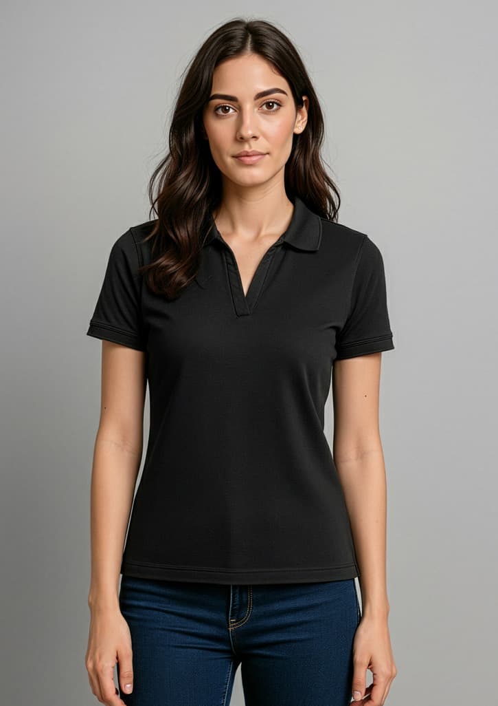 Oceana Womens Short Sleeve Polo — Black