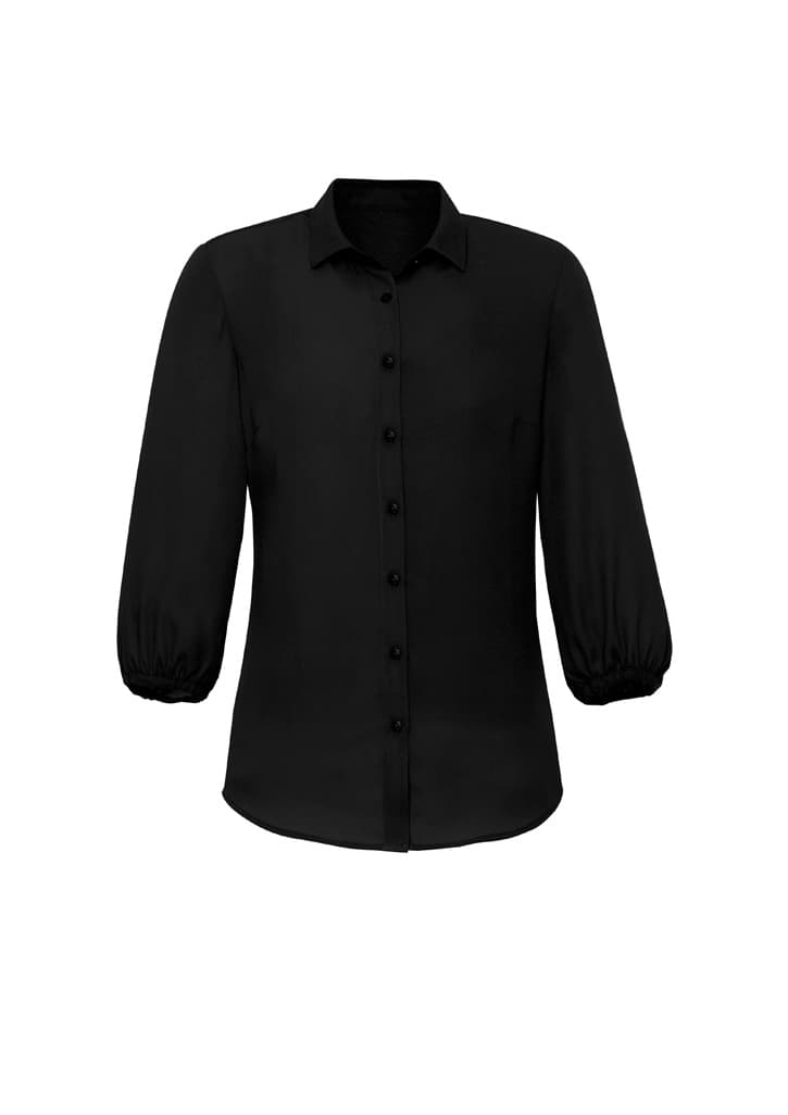 Lucy Womens 3/4 Sleeve Blouse — Black