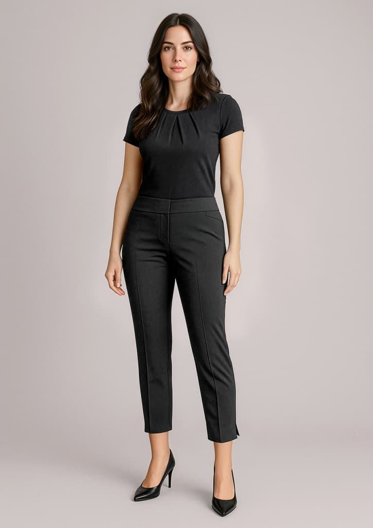 Siena Womens 7/8 Mid-waist Slim Leg Pant — Black