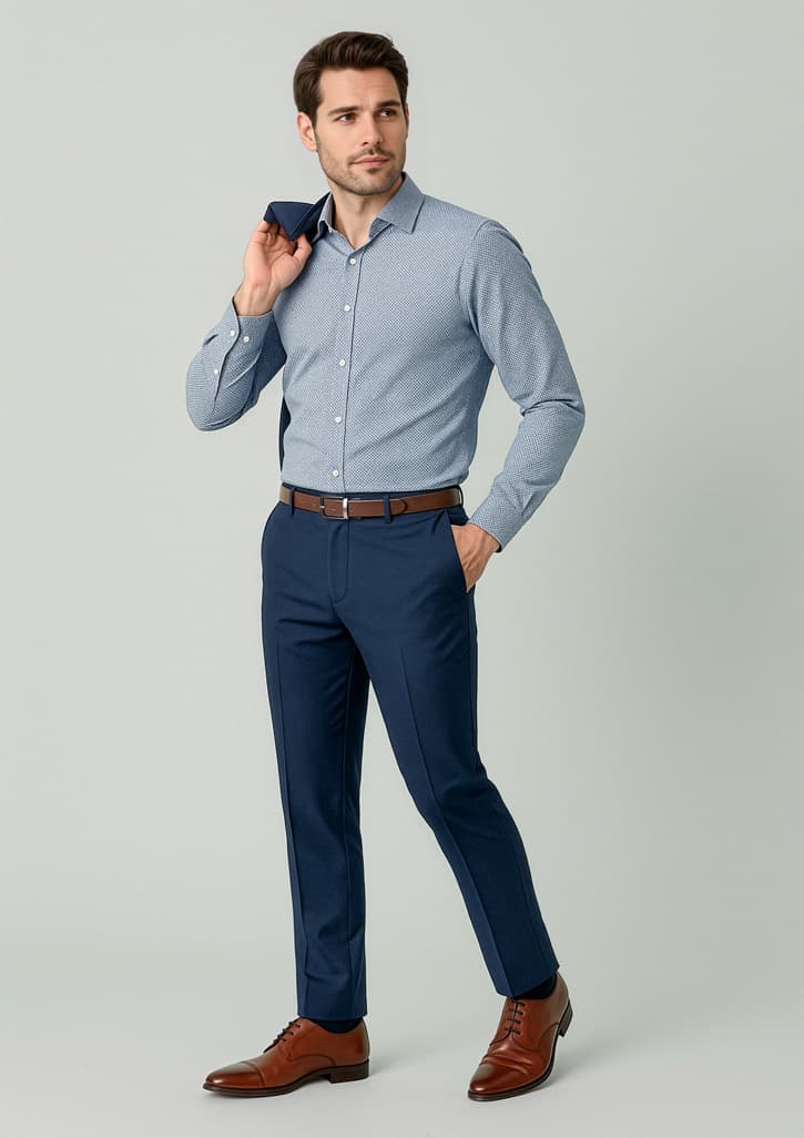 Renew Mens Slim Fit Flat Front Pant — Navy Dusk
