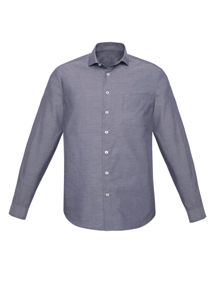 Charlie Mens Classic Fit Long Sleeve Shirt — Navy Chambray