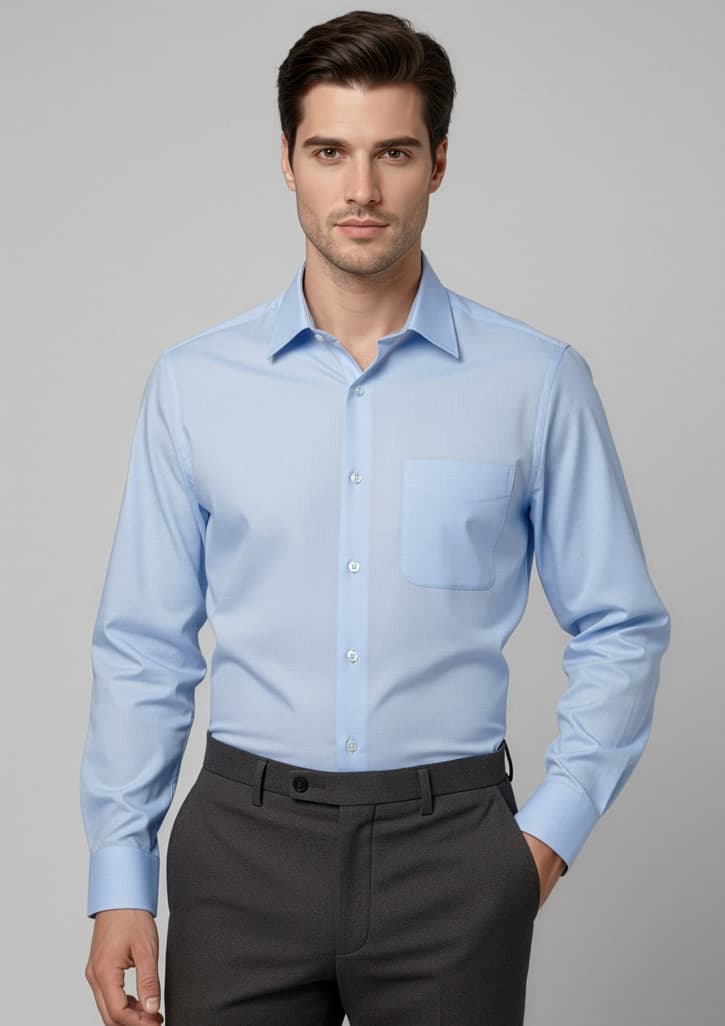 Luxe Mens Long Sleeve Shirt — Blue