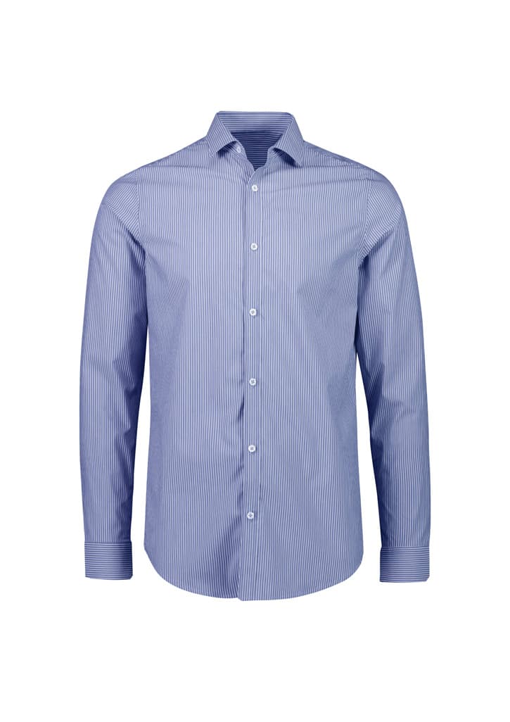 Conran Mens Tailored Long Sleeve Shirt — French Blue/White