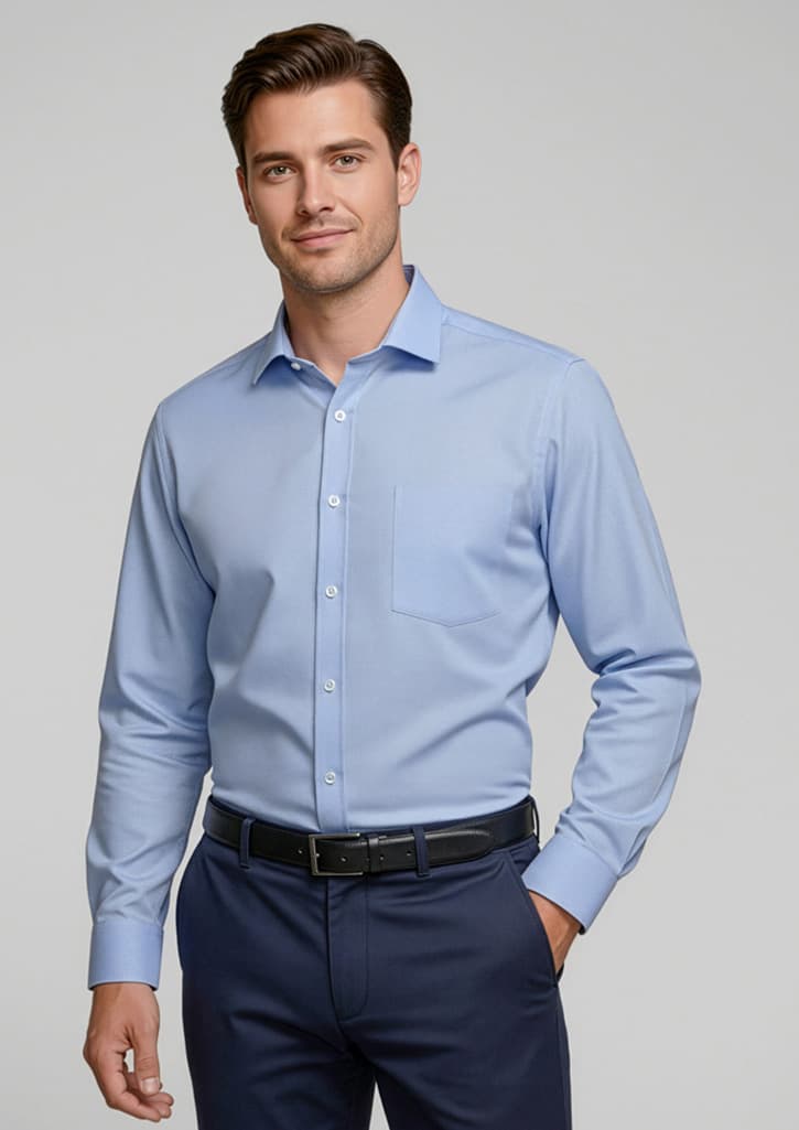 Regent Mens Long Sleeve Shirt — Blue