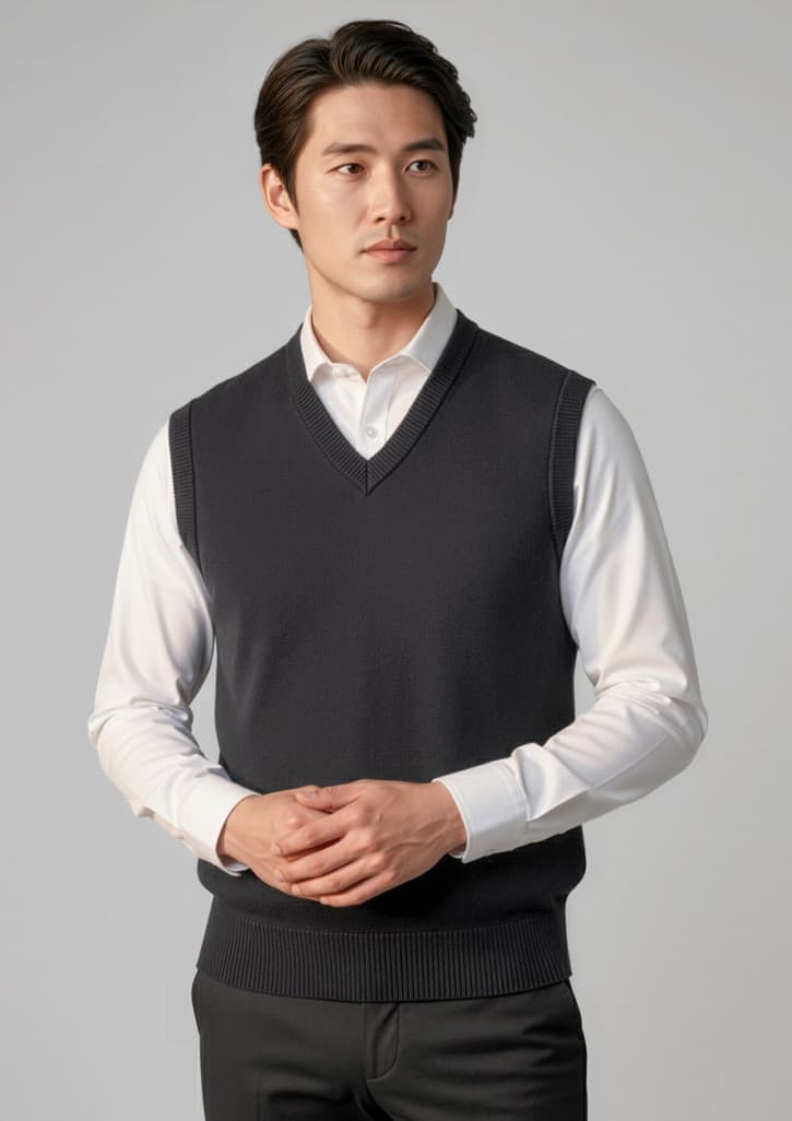 Woolmix Mens Knit Vest — Black
