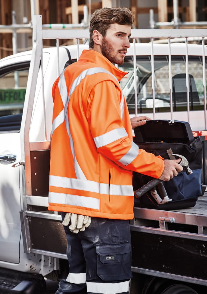 Unisex Hi Vis X Back 2 In 1 Softshell Jacket — Orange