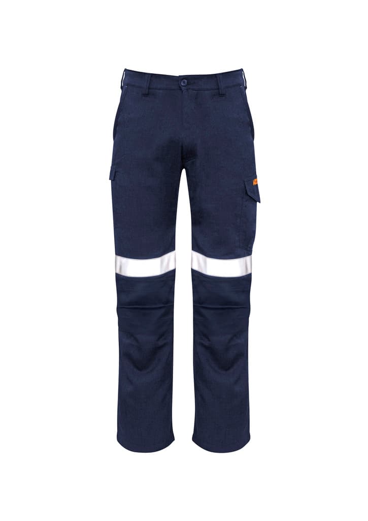 Mens Orange Flame Taped Cargo Pant (Regular) — Navy