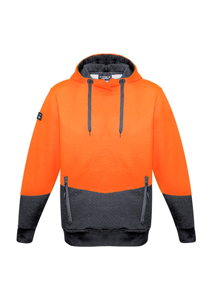 Unisex Hi Vis Textured Jacquard Hoodie — Orange/Charcoal