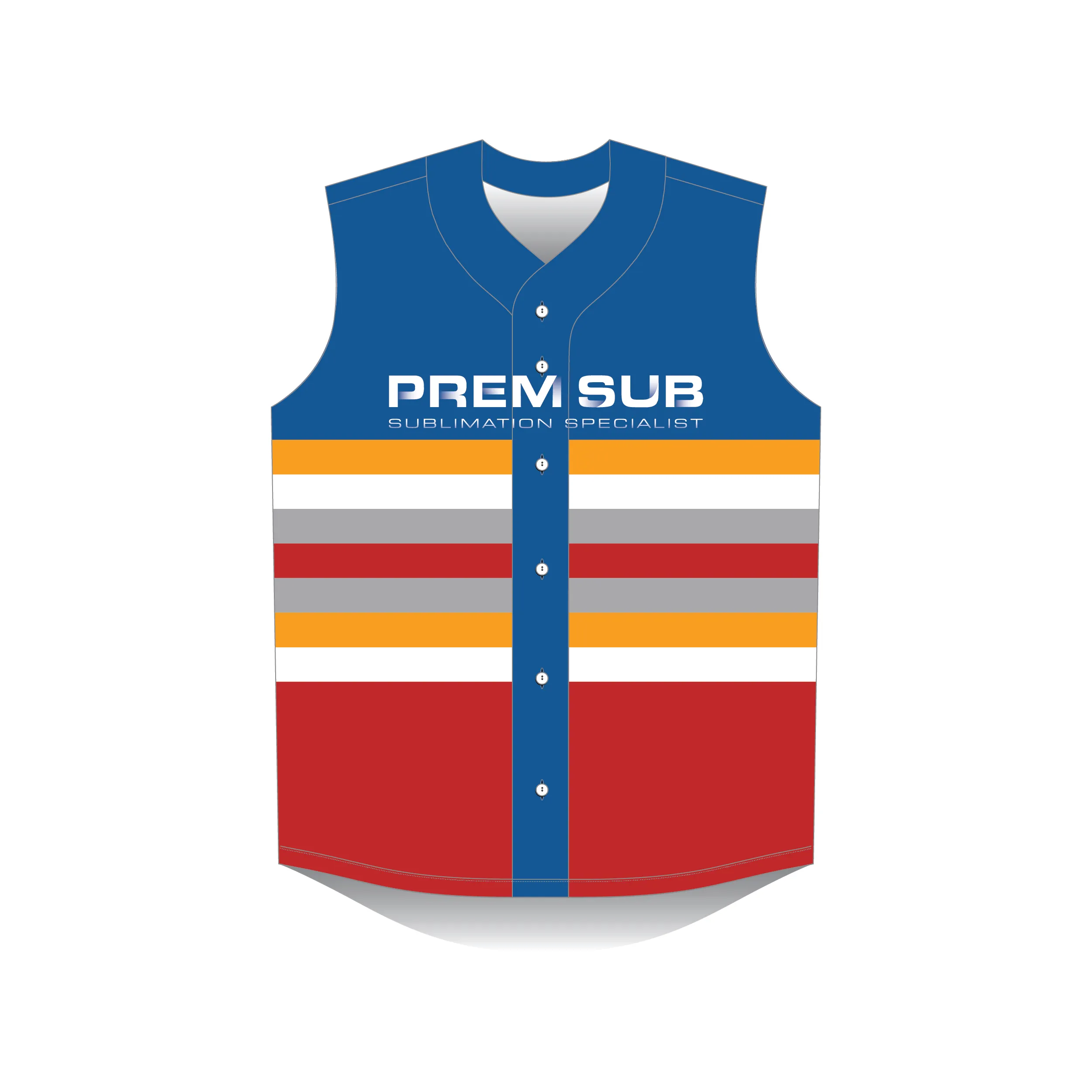 Baseball Sleeveless Jersey Full Button — Full Button Placket