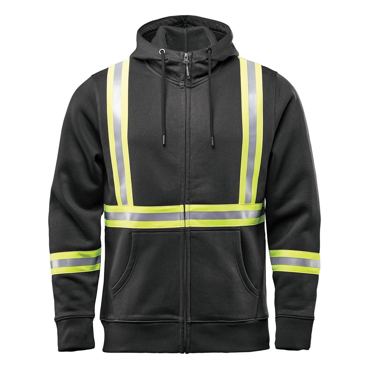 MENS OMEGA REFLECTIVE ZIP HOODY — Black