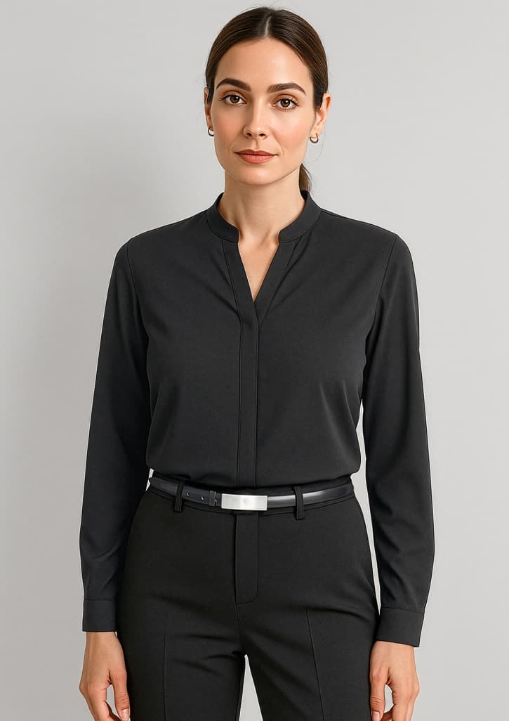 Juliette Womens Long Sleeve Blouse — Black