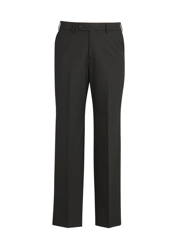 Comfort Wool Stretch Mens Flat Front Pant — Charcoal