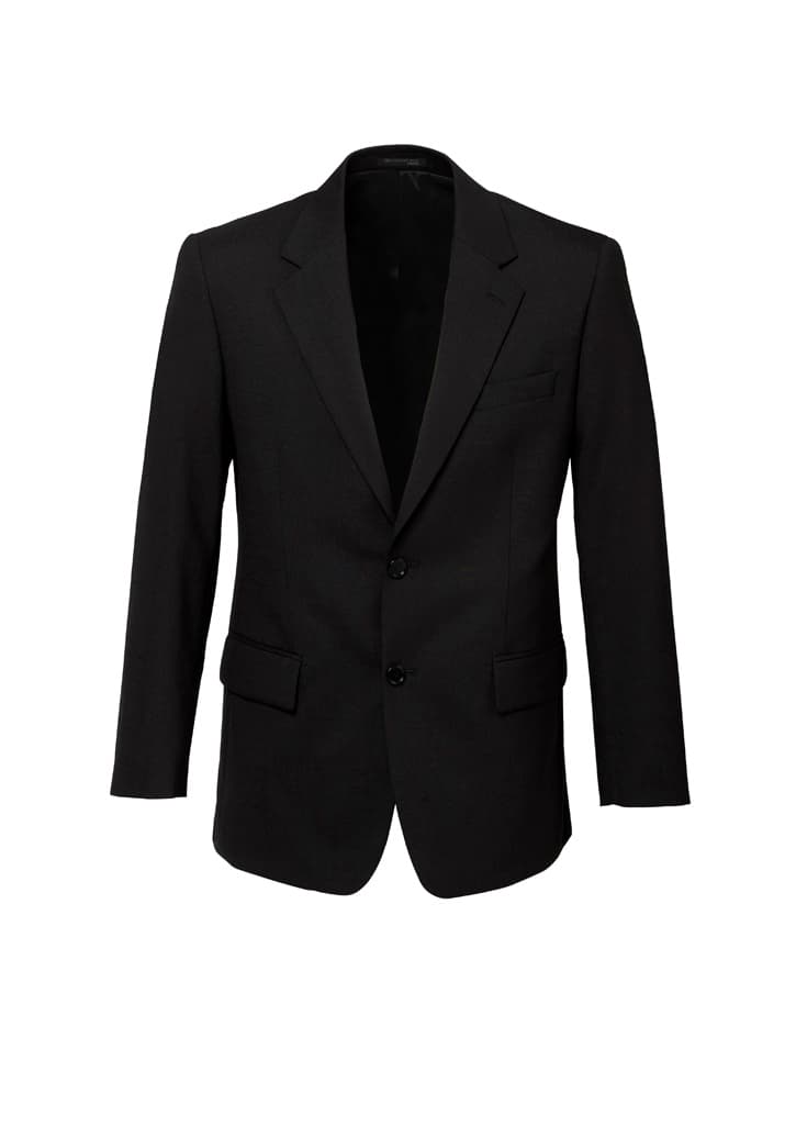 Comfort Wool Stretch Mens 2 Button Classic Jacket — Black