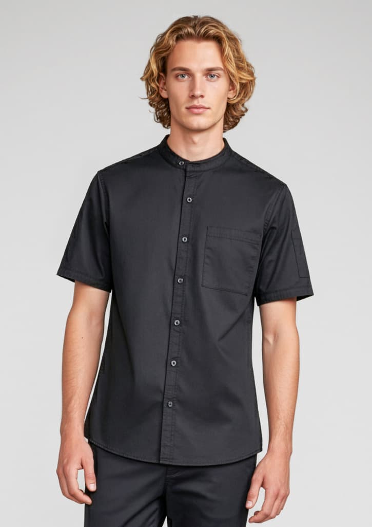 Salsa Mens Short Sleeve Chef Shirt — Black