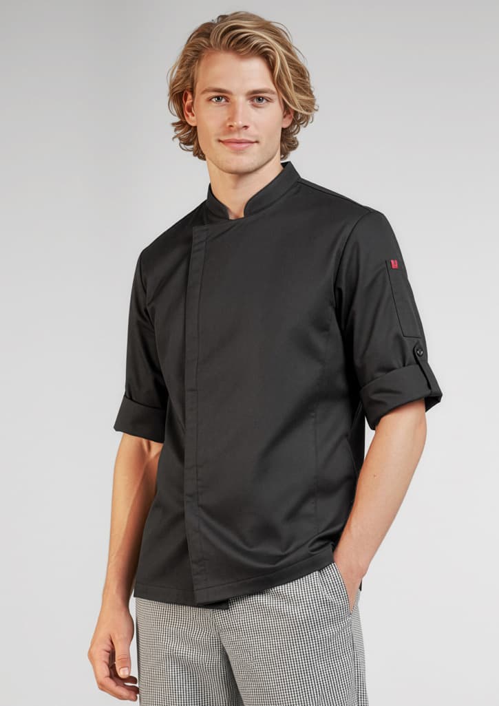Alfresco Mens Long Sleeve Chef Jacket — Black
