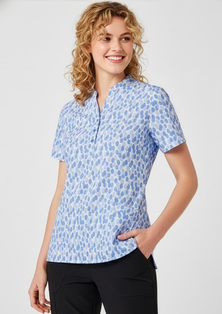 Florence Womens Stardust Print Tunic — Mid Blue