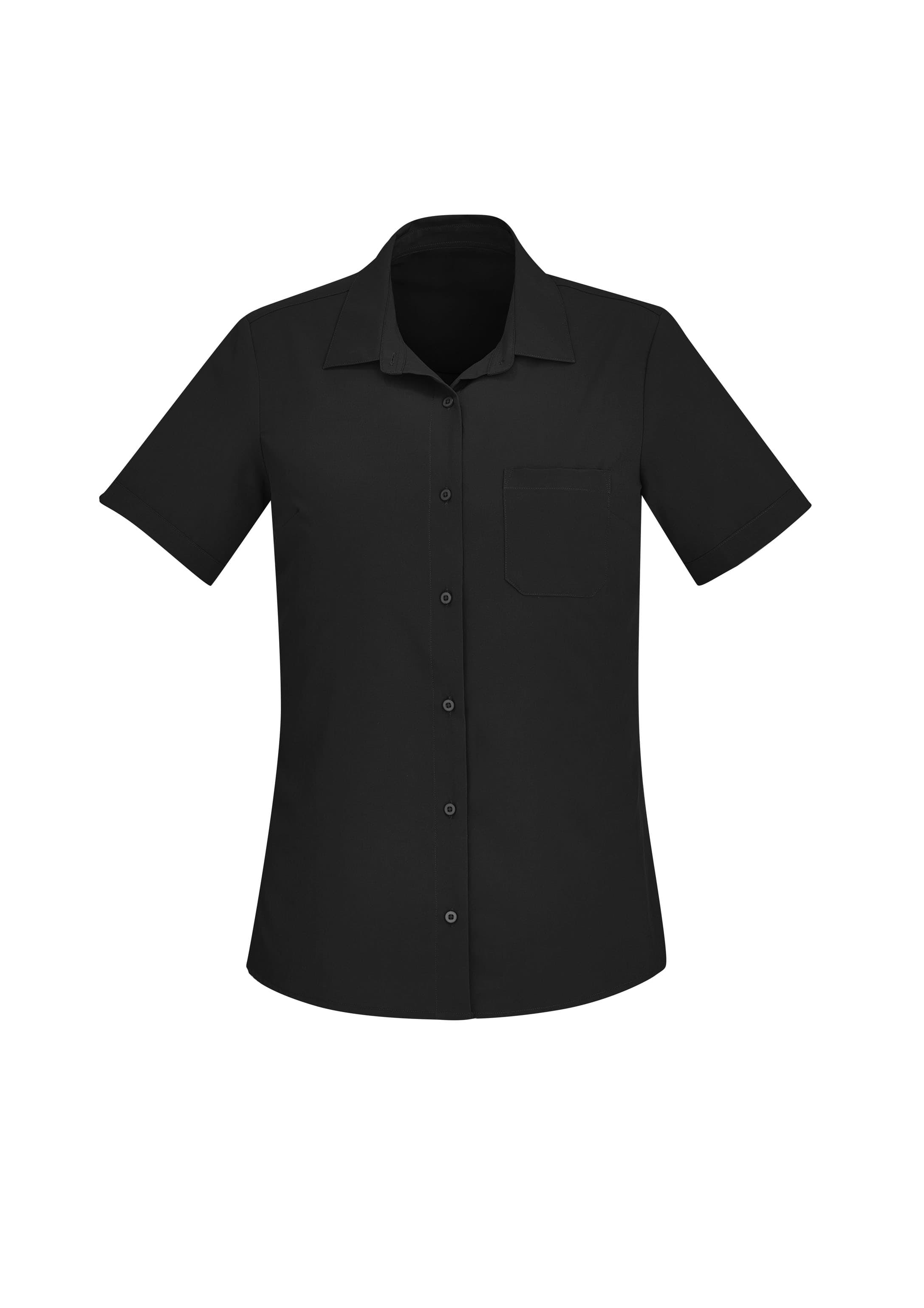 Florence Womens Plain Short Sleeve Shirt — Black