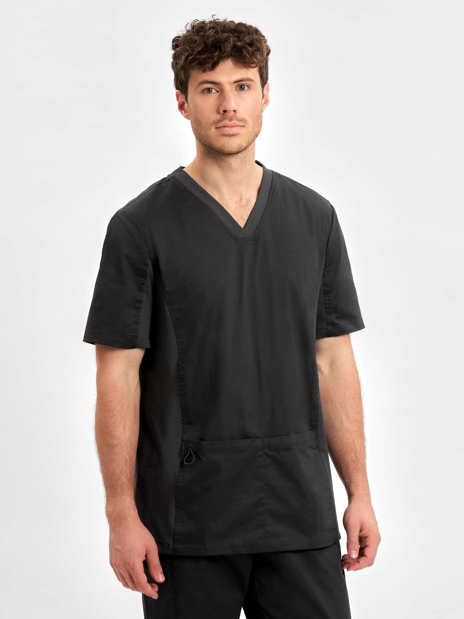Riley Mens Stretch Scrub Top — Black