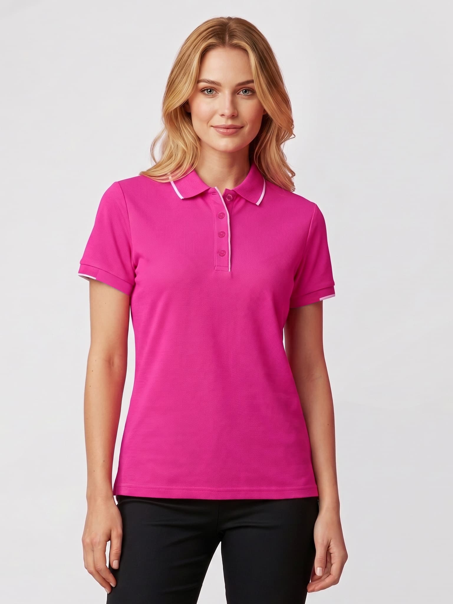 Pink Womens Short Sleeve Polo — Pink