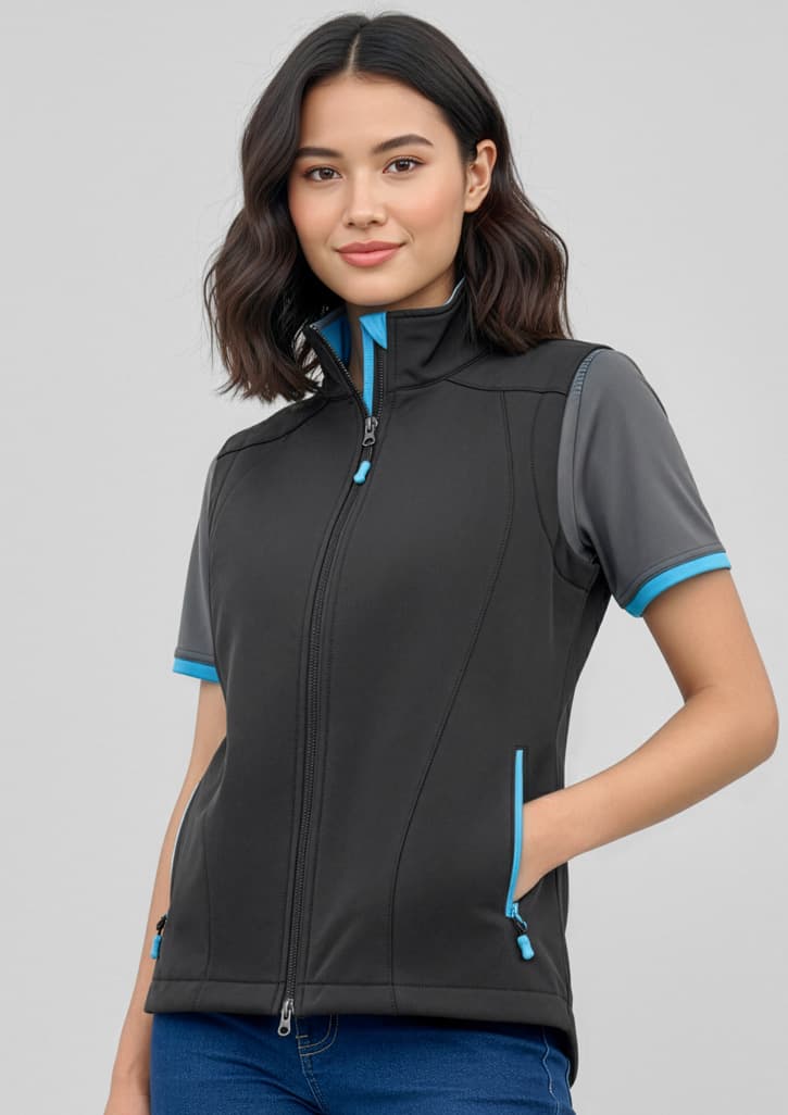 Geneva Womens Vest — Black/Cyan