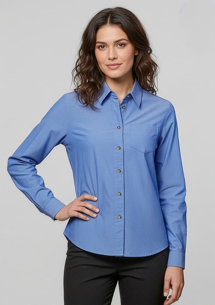 Chambray Womens Long Sleeve Shirt — Chambray Blue