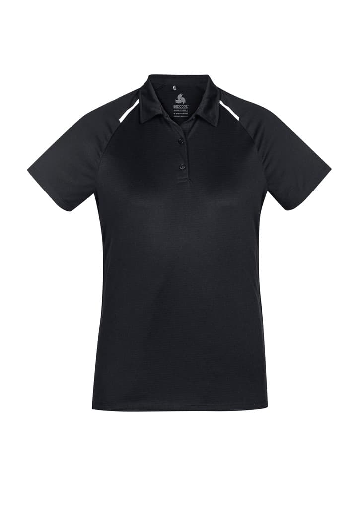 Academy Womens Short Sleeve Polo — Black/White