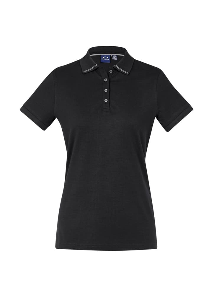 Aston Womens Short Sleeve Polo — Black/Silver Grey