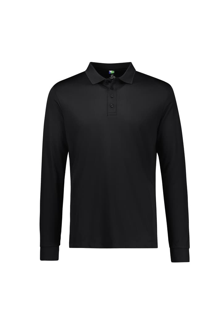 Action Mens Long Sleeve Polo — Black