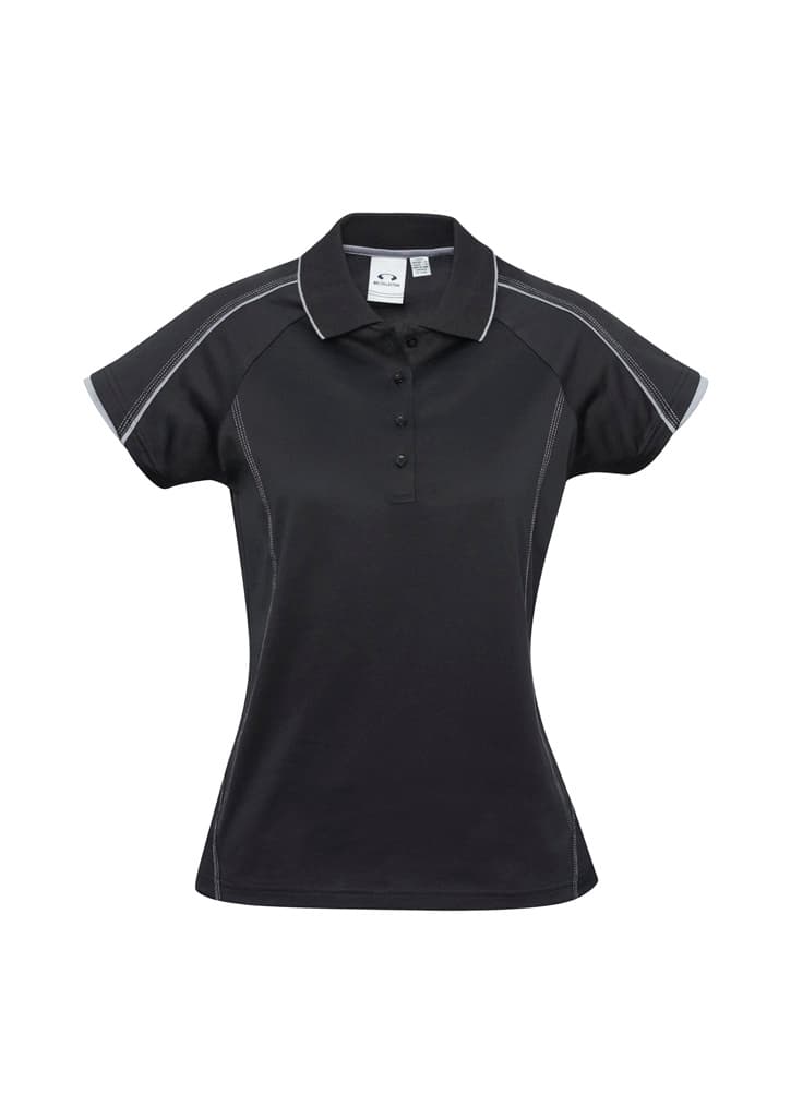 Blade Womens Short Sleeve Polo — Black/Silver Grey