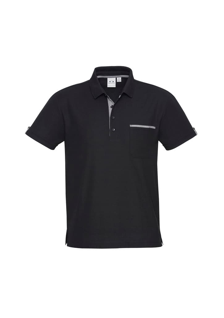 Edge Mens Short Sleeve Polo — Black/Check