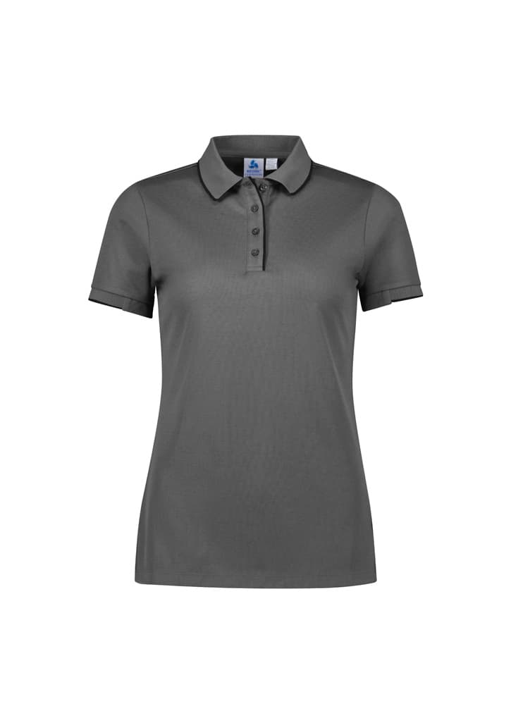 Focus Womens Short Sleeve Polo — Ash/Black
