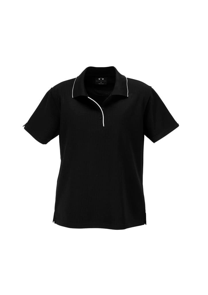 Elite Womens Short Sleeve Polo — Black/White