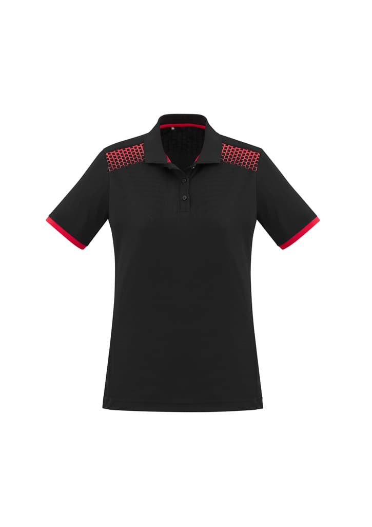 Galaxy Womens Short Sleeve Polo — Black/Red