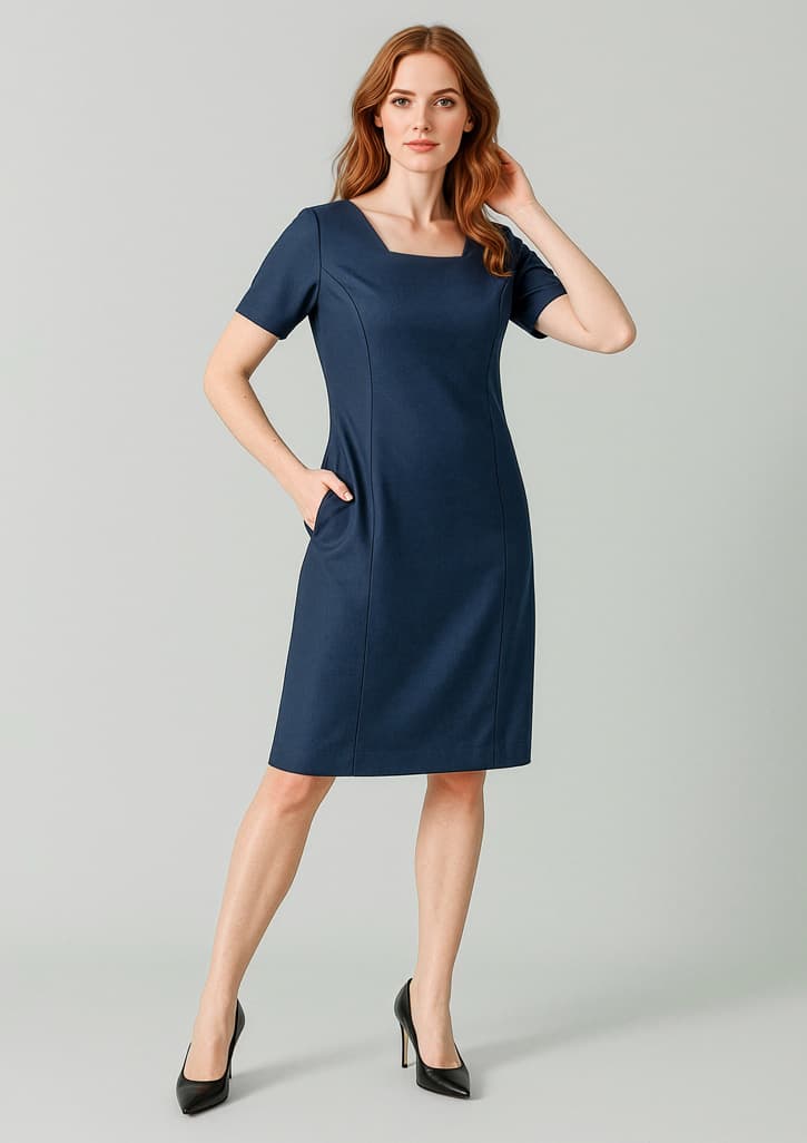 Renew Womens Short Sleeve Dress — Navy Dusk