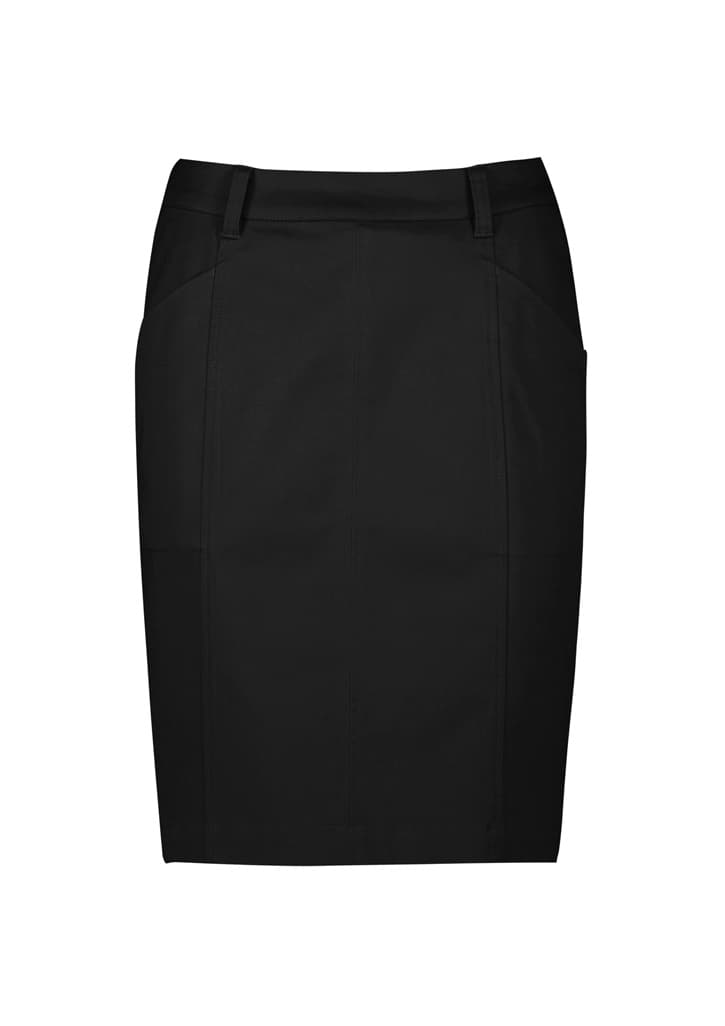Traveller Womens Mid Waist Stretch Chino Skirt — Black