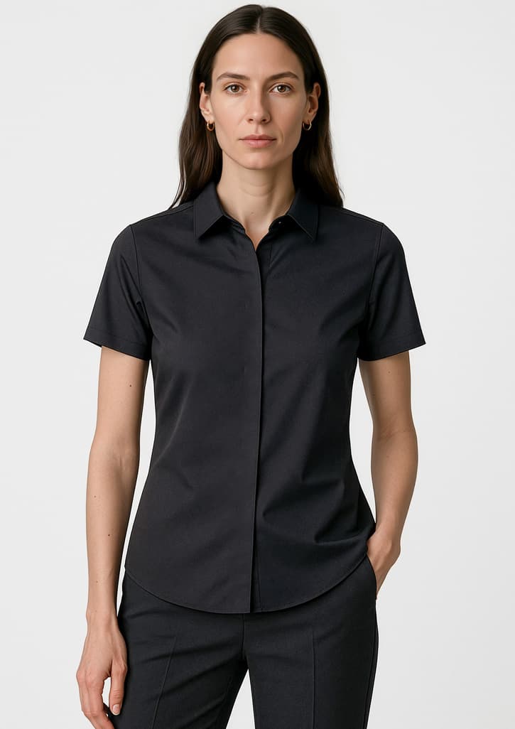 Charlie Womens Short Sleeve Shirt — Black