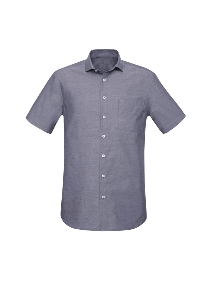 Charlie Mens Classic Fit Short Sleeve Shirt — Navy Chambray