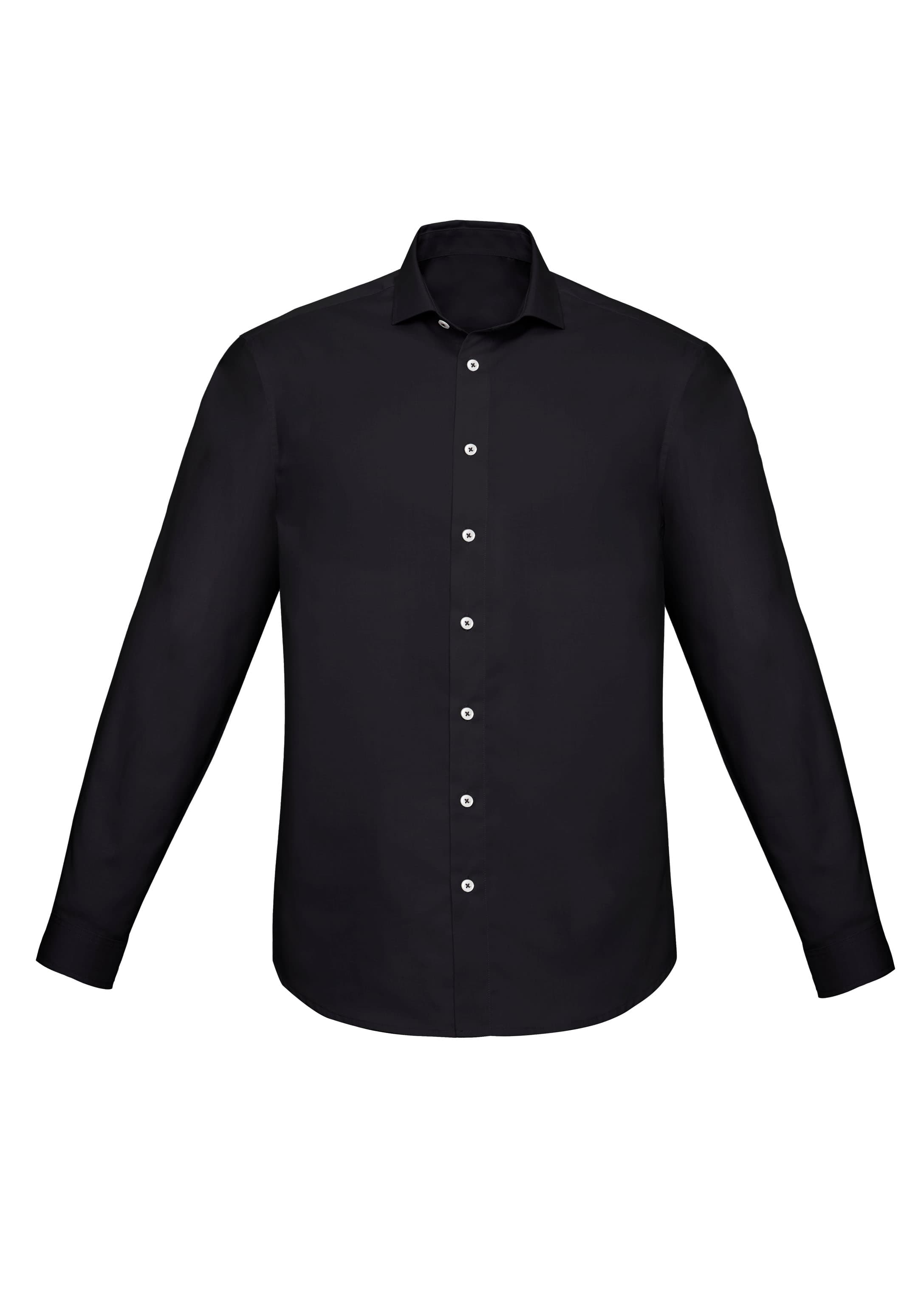 Charlie Mens Slim Fit Long Sleeve Shirt — Black