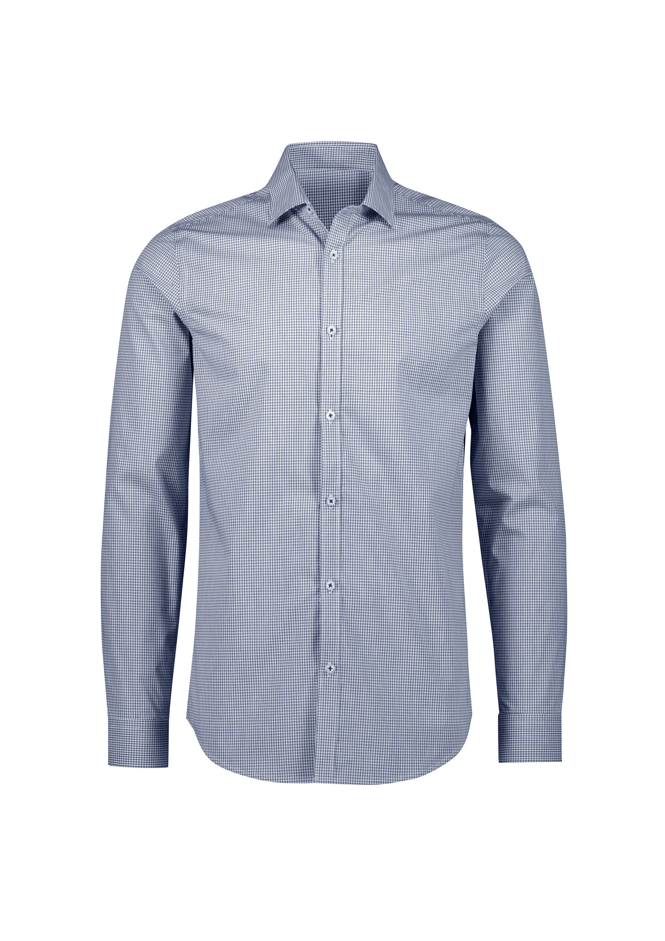 Bristol Mens Tailored Long Sleeve Shirt — White/Navy